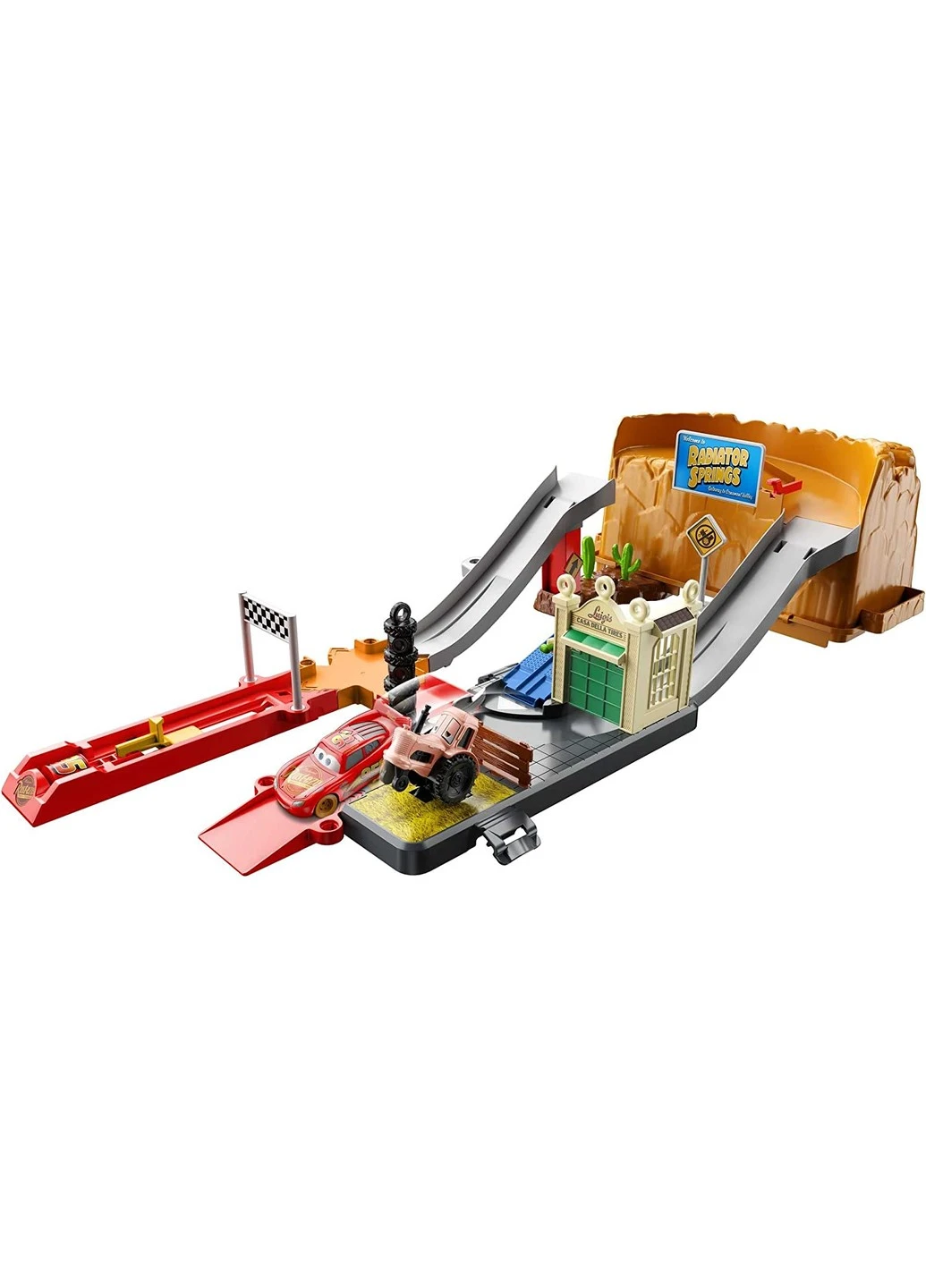 Автотрек Disney Pixar Cars Race & Go Playset Крутые трюки Гонки Радиатор Спрингс (HDN02) Mattel (255665429)