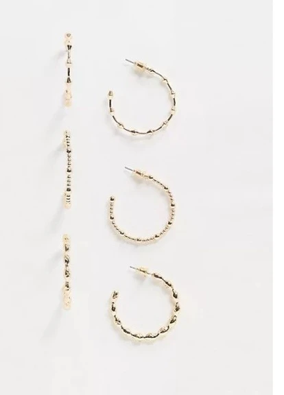 Серьги в наборе (3 пары) полукольца Design золотистые Asos (252404952)