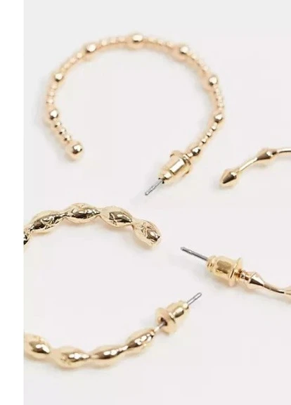 Серьги в наборе (3 пары) полукольца Design золотистые Asos (252404952)