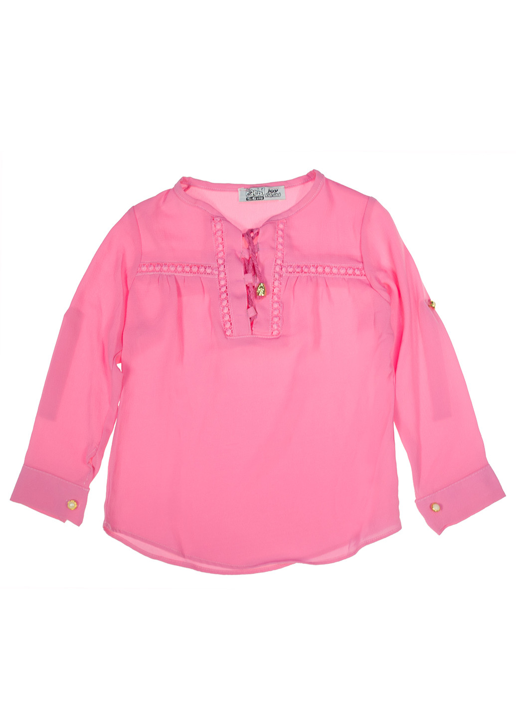 Розовая однотонная блузка с длинным рукавом Barbie joy летняя