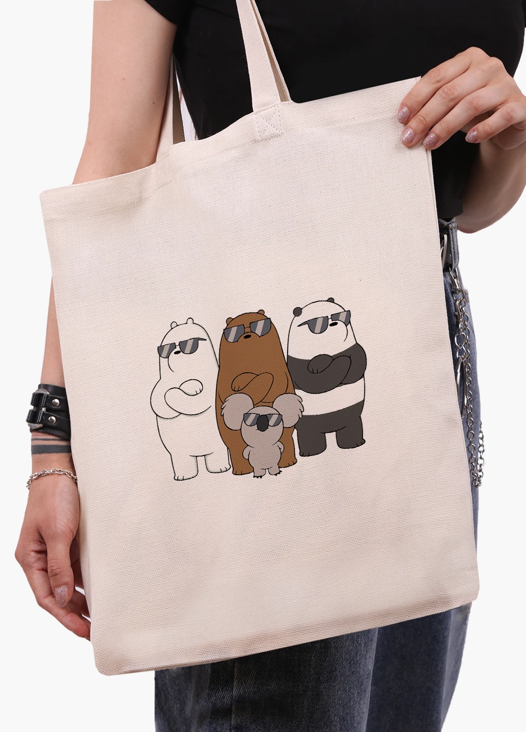 Эко сумка шоппер белая Вся правда о медведях (We Bare Bears) (9227-2892-WT-1) экосумка шопер 41*35 см MobiPrint (224806194)