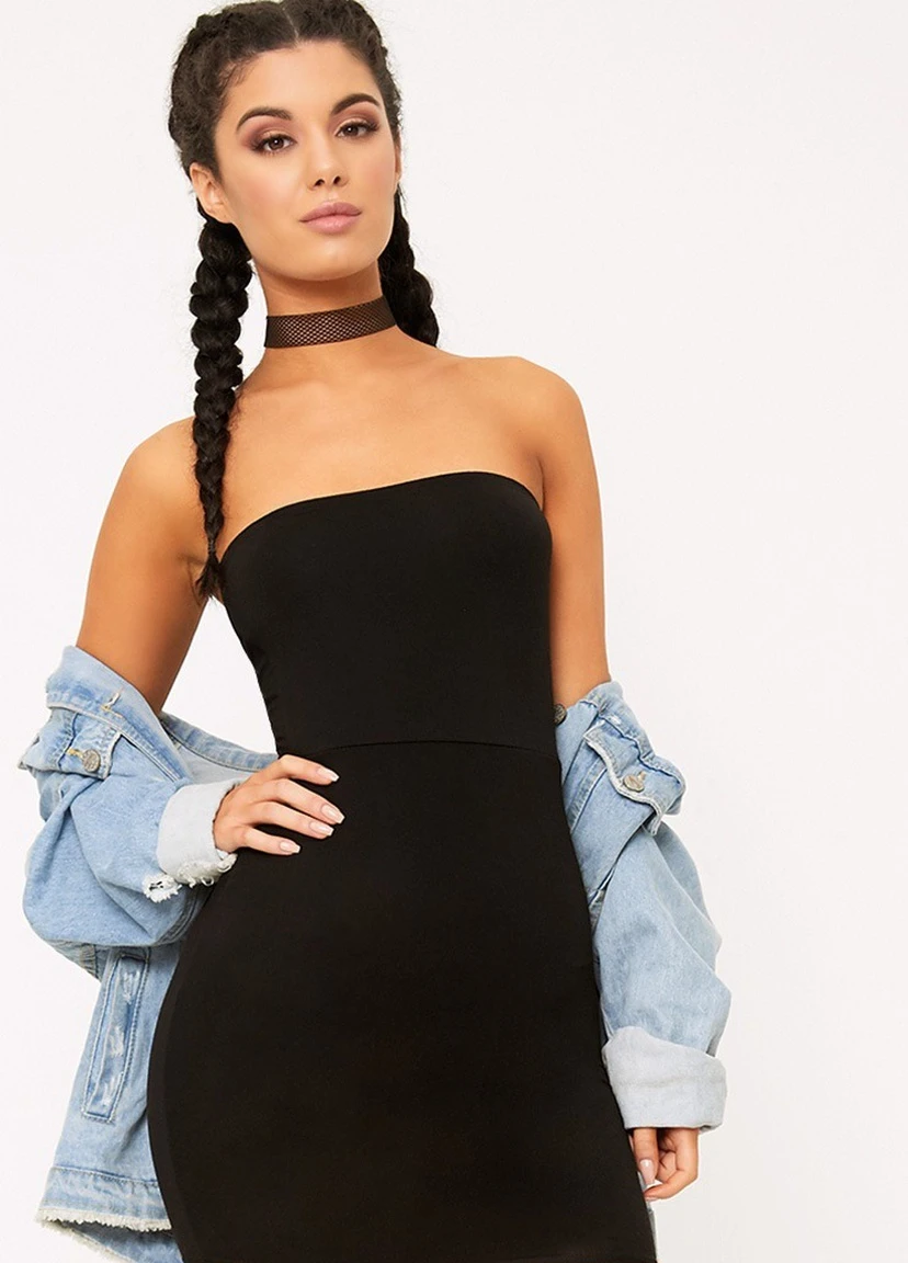 Черное повседневный сукня PrettyLittleThing однотонное