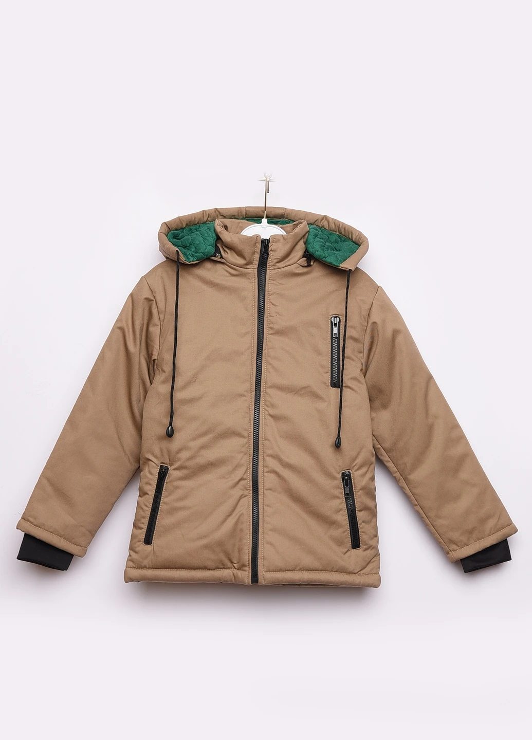 Коричнева демісезонна куртка дитяча демісезон коричнева з капюшоном Let's Shop