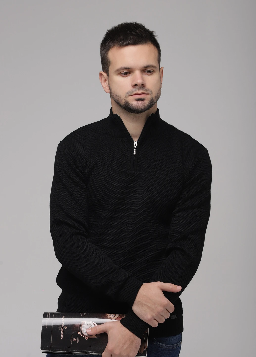 Черный зимний свитер Stendo