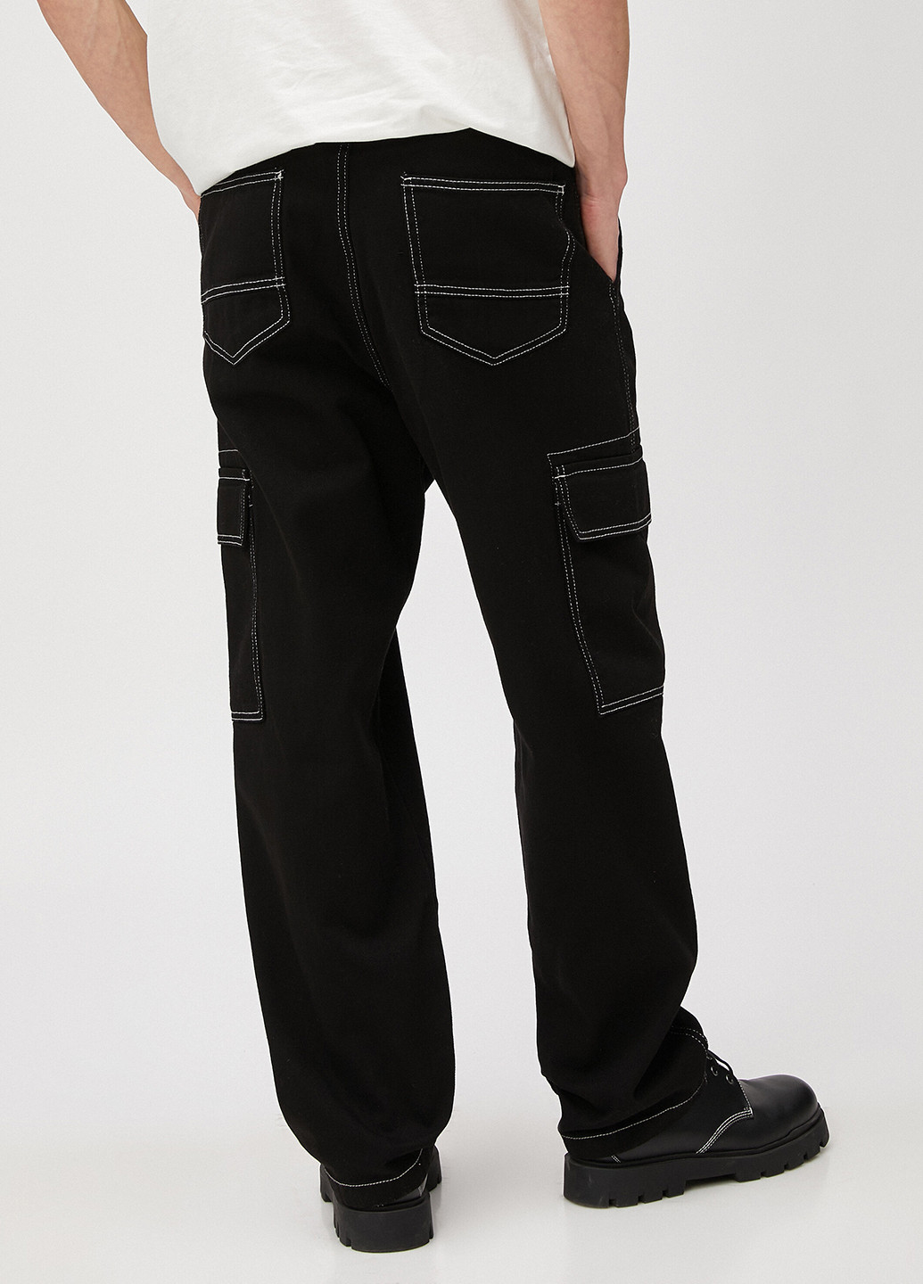 Черные кэжуал демисезонные карго, прямые брюки KOTON