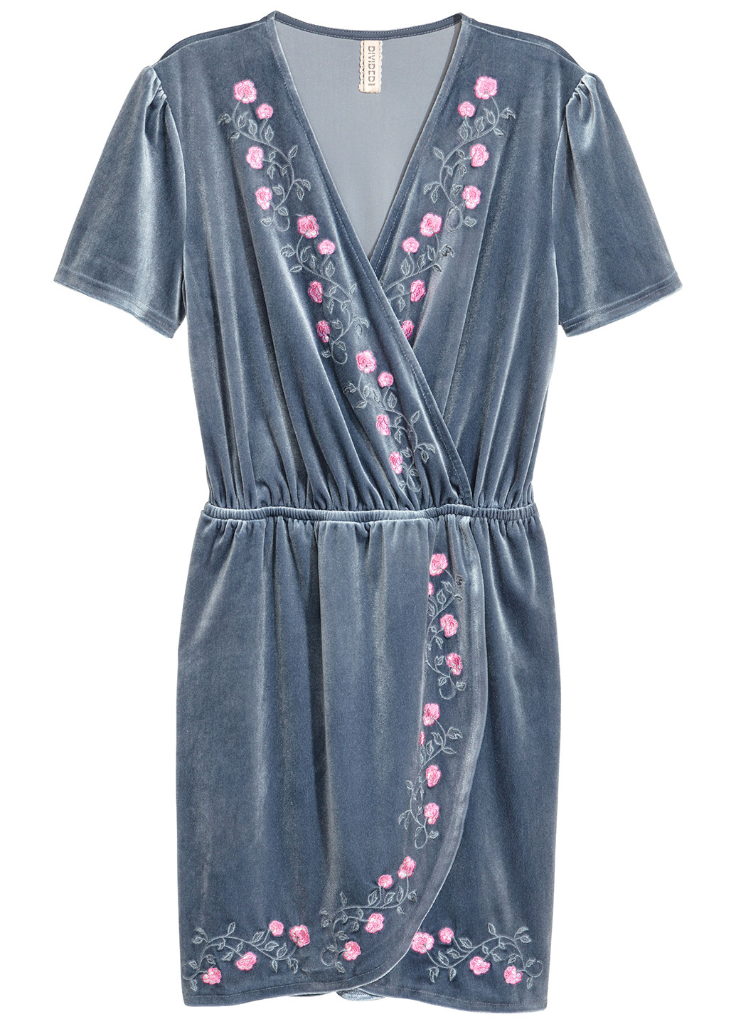 Серо-голубое кэжуал платье на запах H&M однотонное