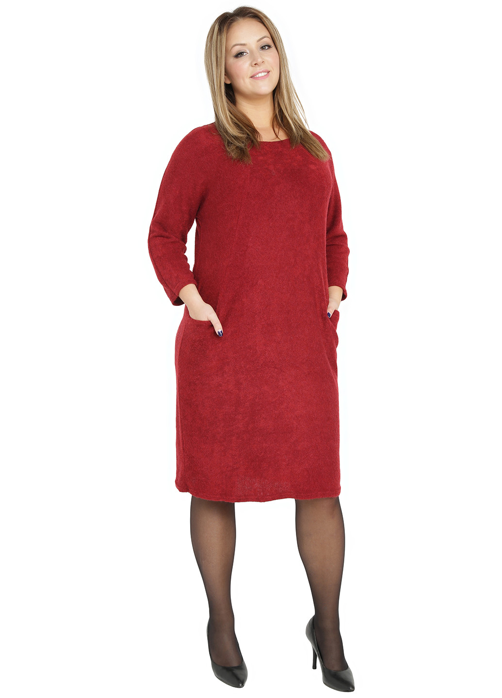 Темно-червона кежуал сукня з довгим рукавом Laki