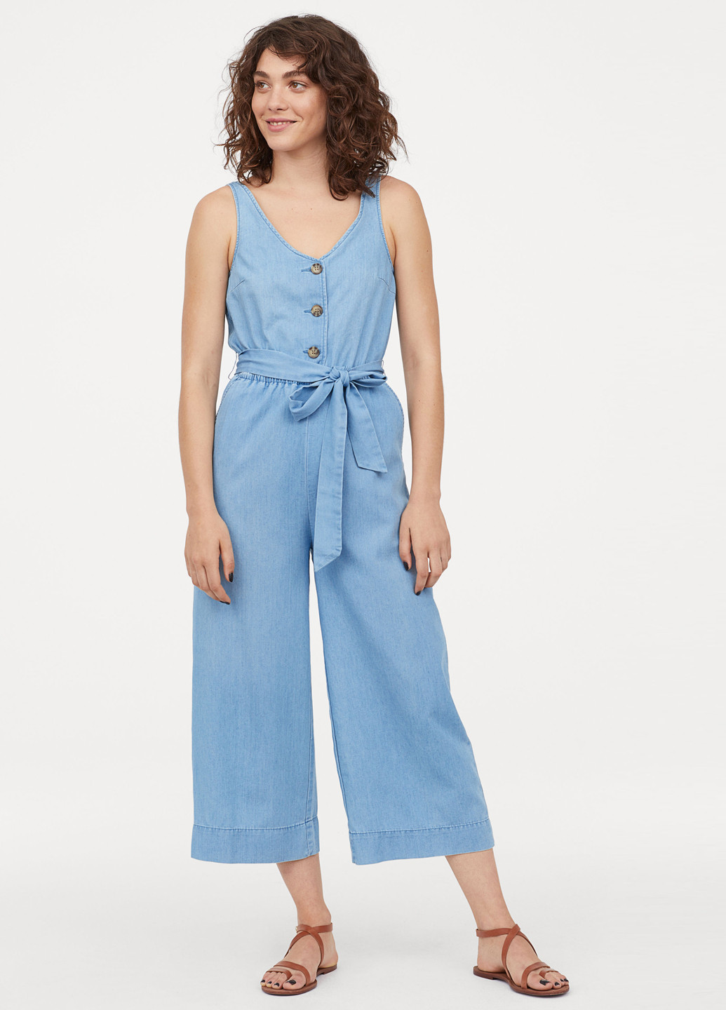 Комбінезон H&M комбінезон-брюки однотонний блакитний кежуал