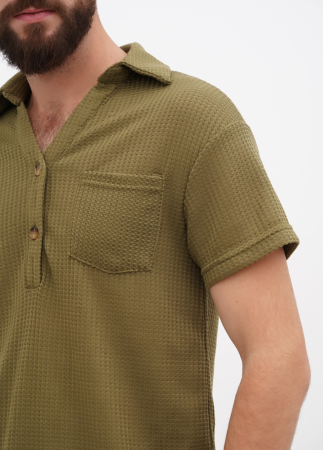 Оливковая (хаки) футболка-поло для мужчин Emery Rose однотонная