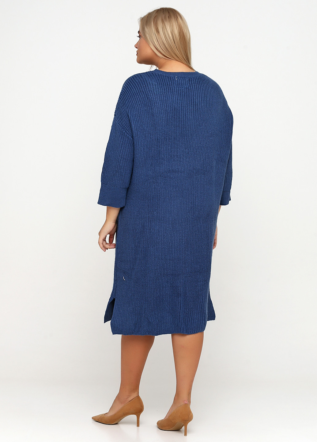 Синее кэжуал платье платье-свитер CHD однотонное