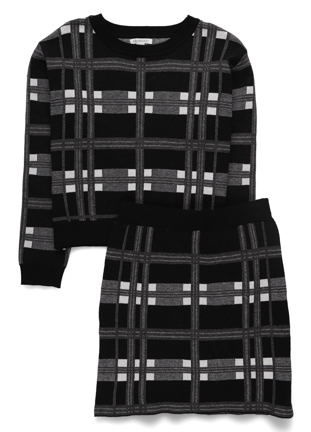 Черный демисезонный костюм (джемпер, юбка) юбочный Primark