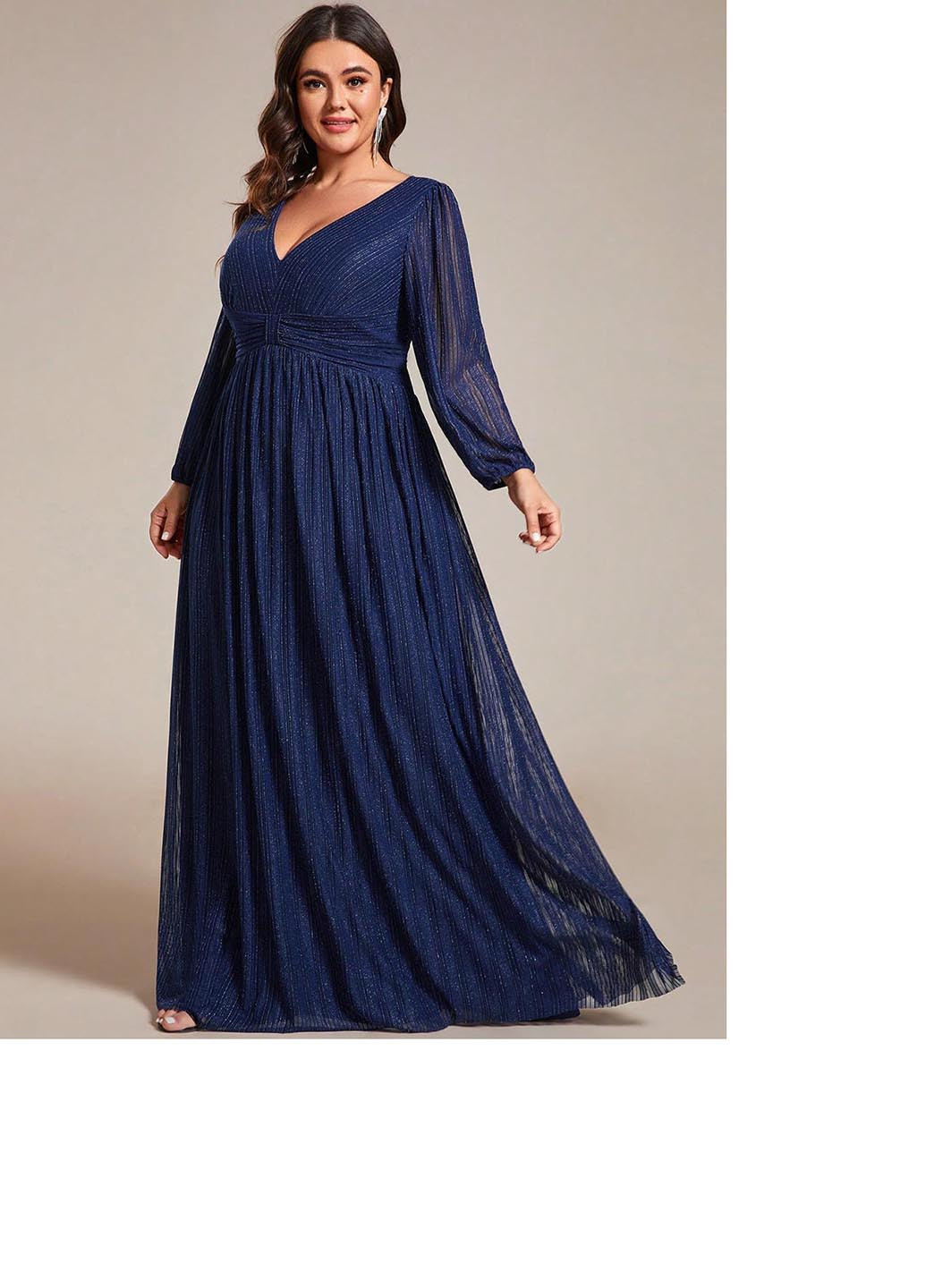 Темно-синее вечернее платье SHEIN в полоску