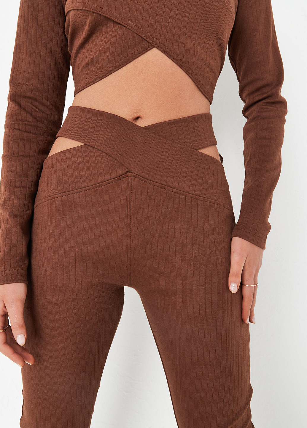 Коричневые демисезонные леггинсы Missguided