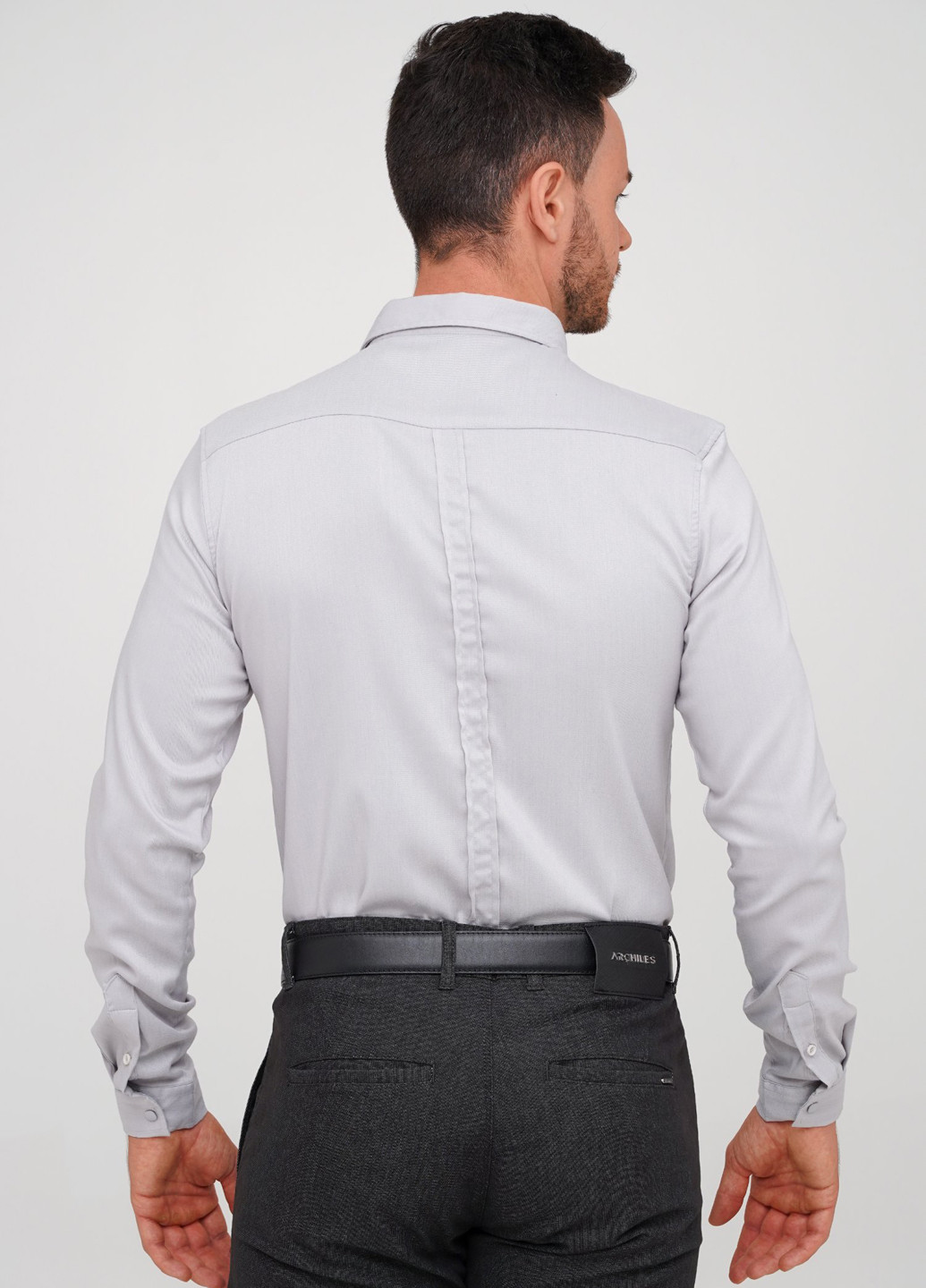 Серая кэжуал, классическая рубашка однотонная Trend Collection
