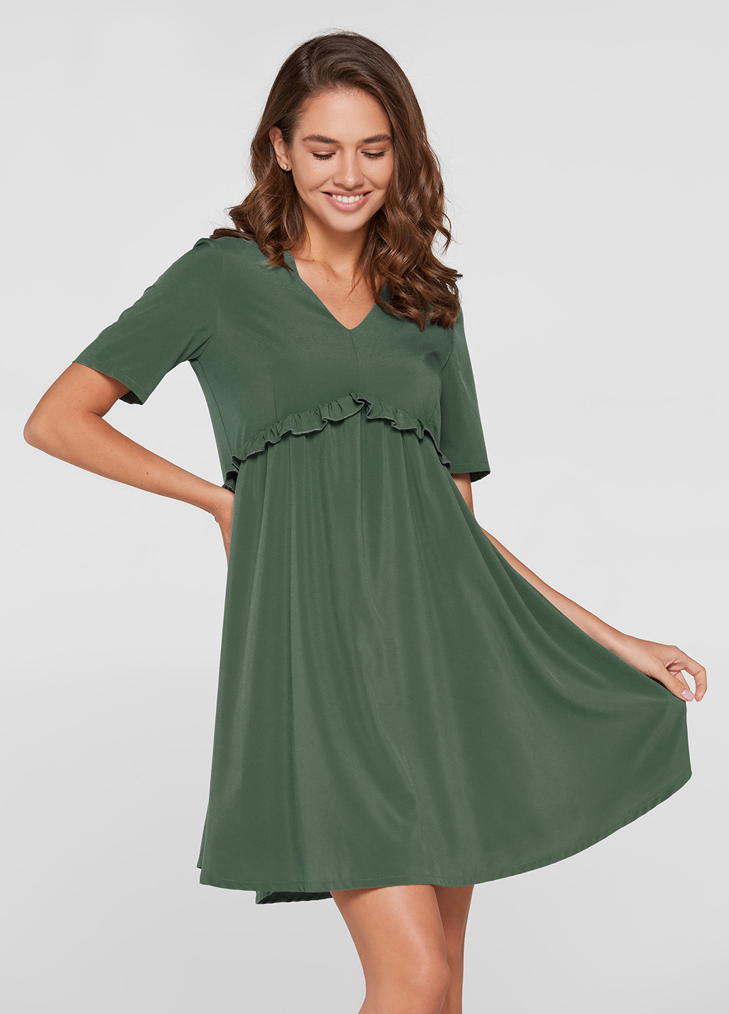 Оливкова кежуал плаття для вагітних Lullababe однотонна