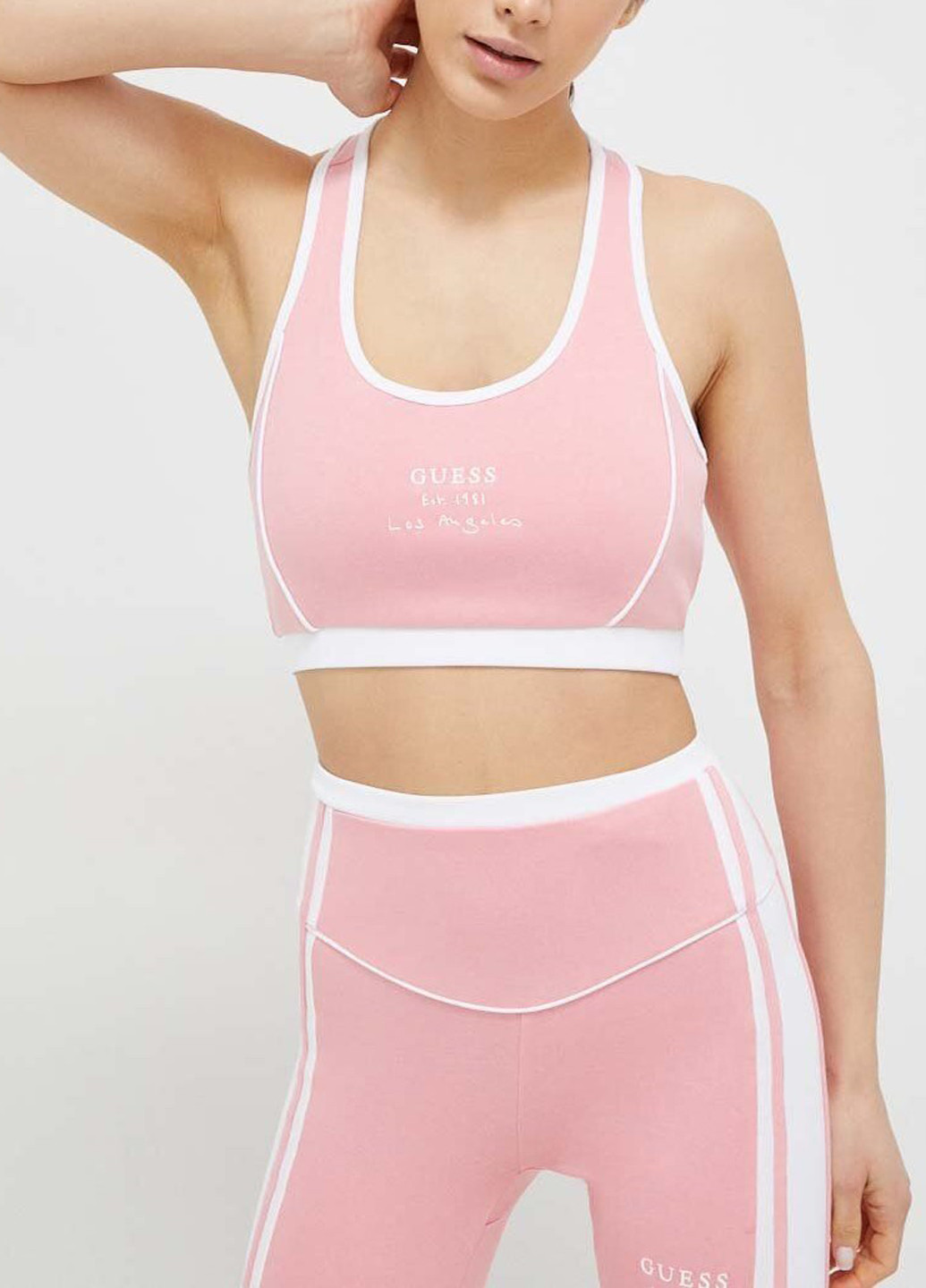 Розовый демисезонный комплект (топ, легинссы) Guess