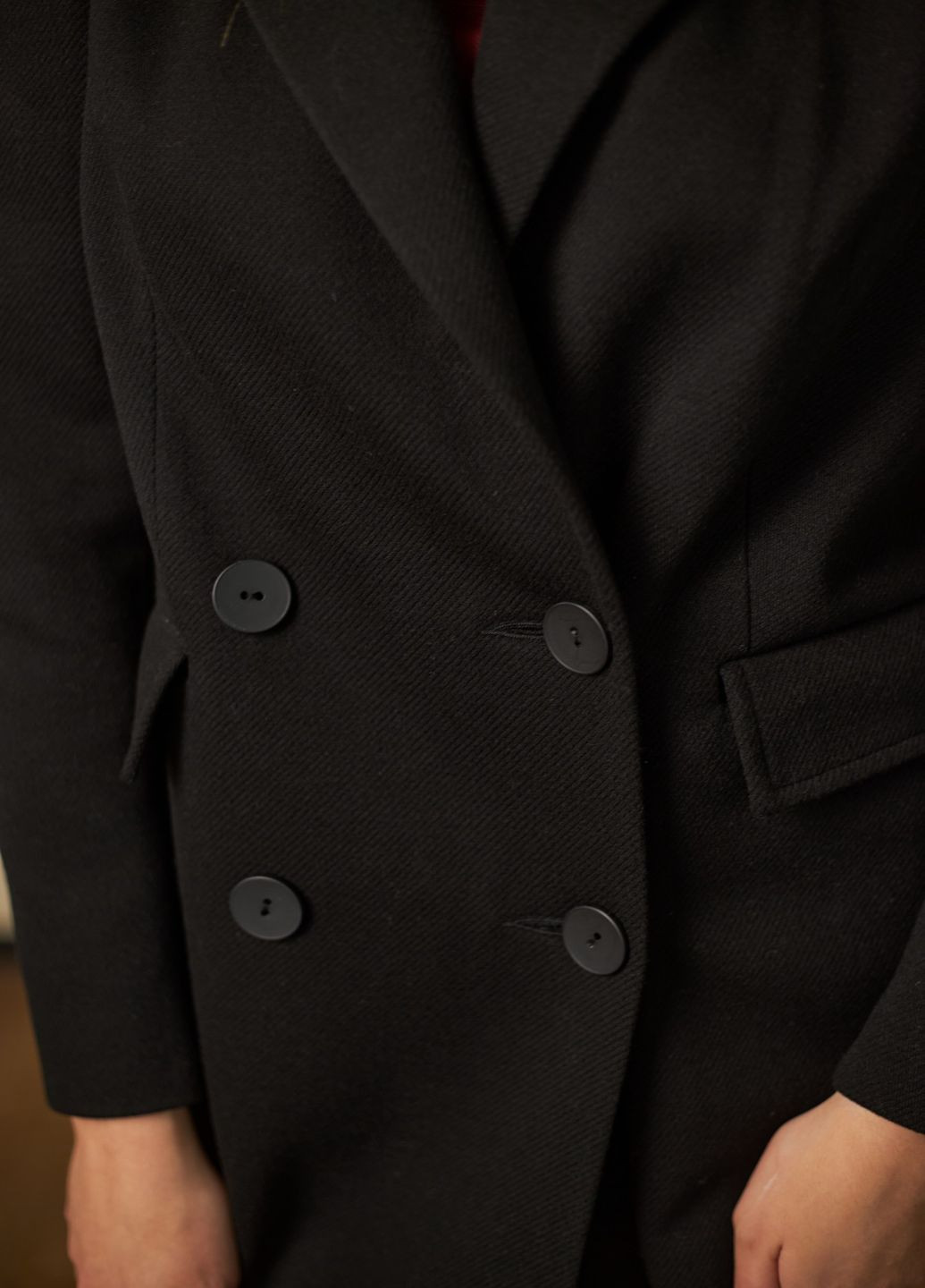 Черное демисезонное Пальто двубортное MiNiMax