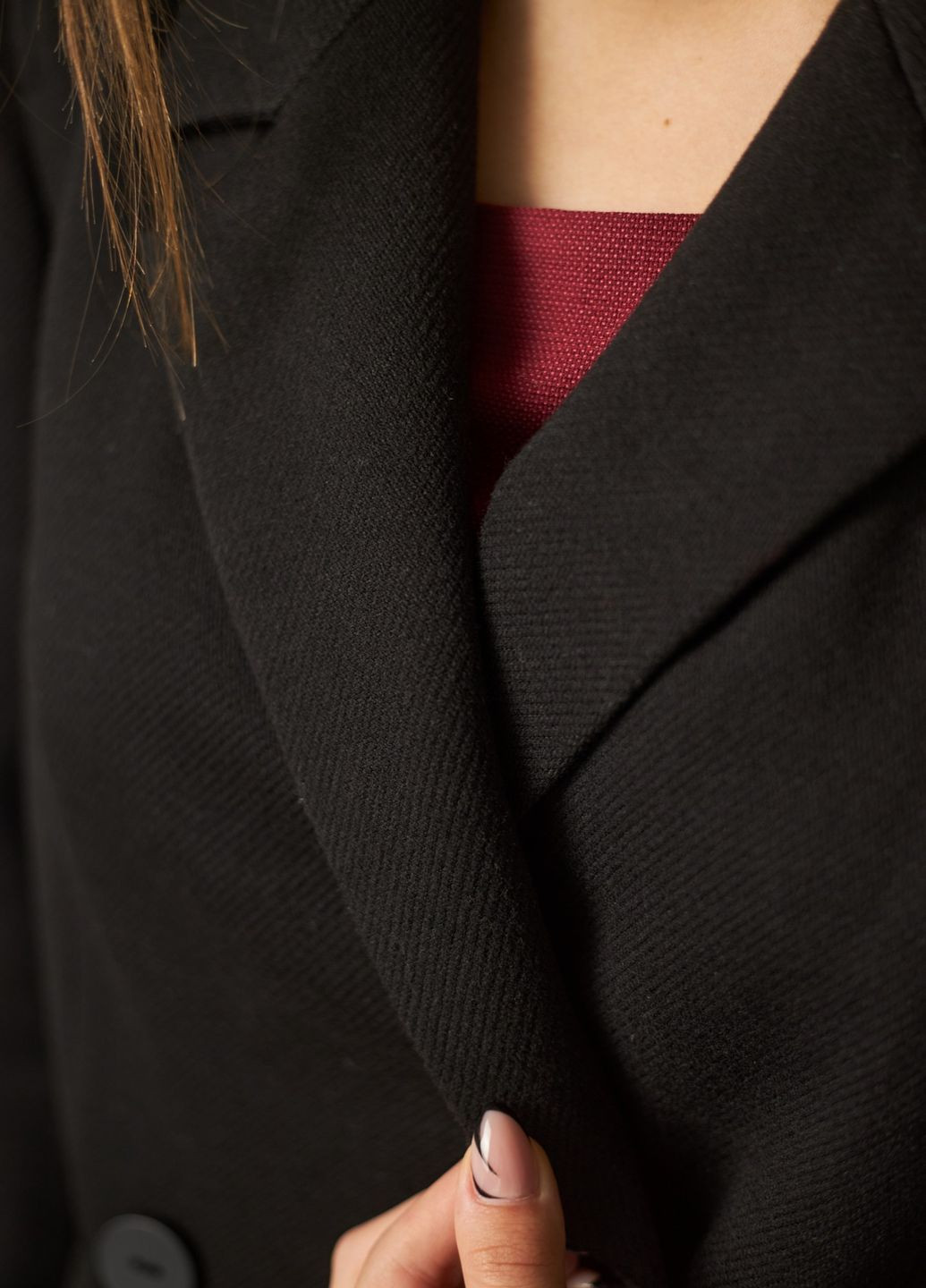 Черное демисезонное Пальто двубортное MiNiMax