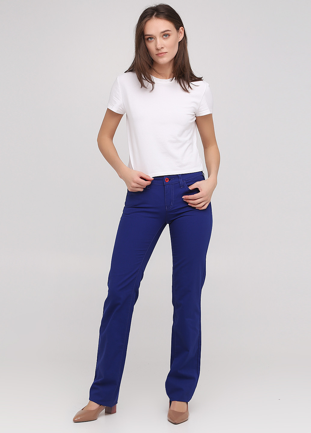 Синие кэжуал демисезонные прямые брюки Armani Jeans
