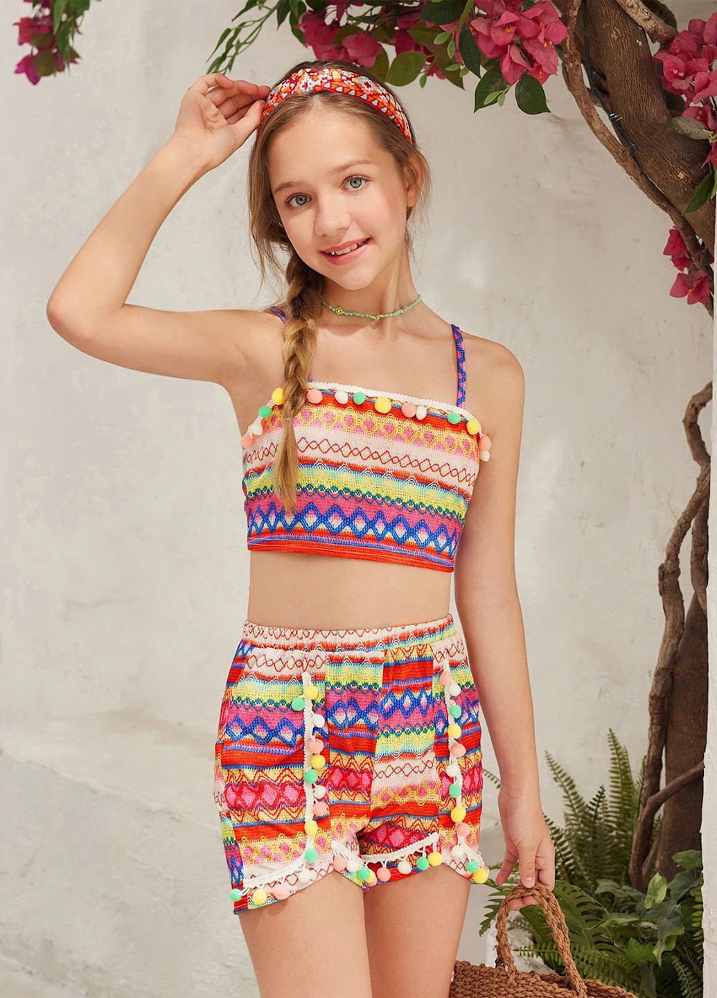 Комбінований літній костюм (топ, шорти) SHEIN