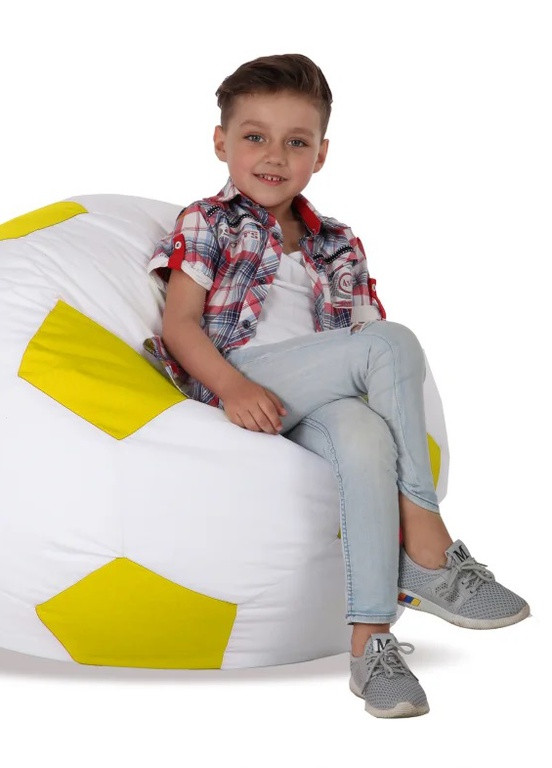 Бескаркасное кресло мешок мяч футбольный 70х70 см (31233-Нов) Белый с желтым Francesco Marconi (251125747)