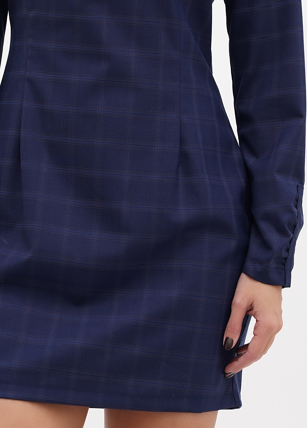 Темно-синя кежуал сукня силуетна Sassofono в клітинку