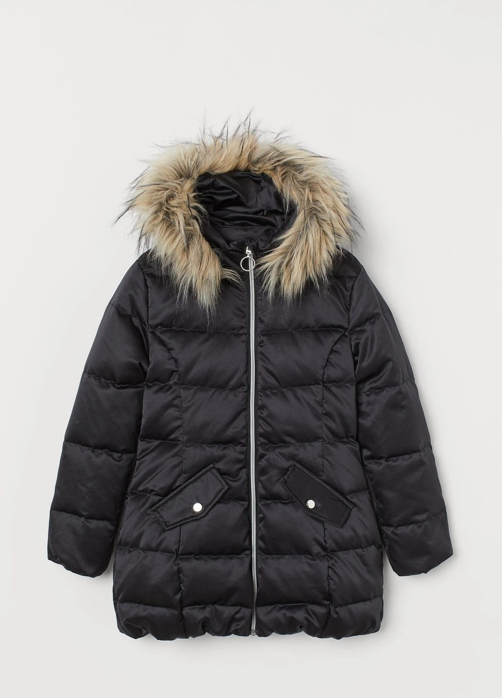 Черная зимняя пуховик H&M