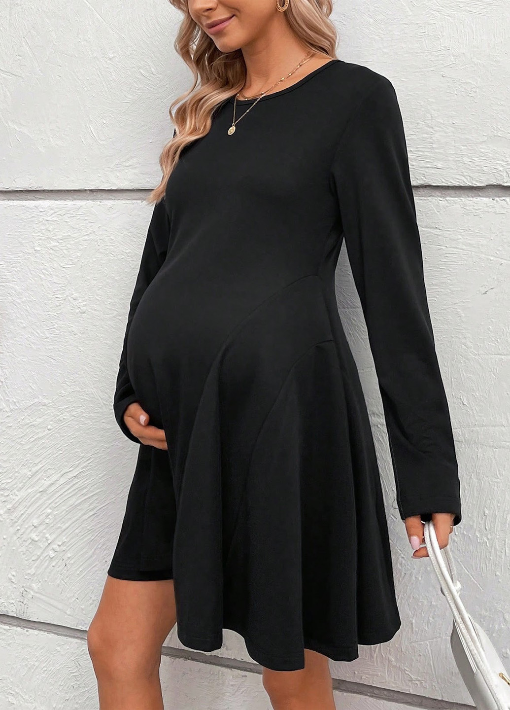 Черное кэжуал платье для беременных клеш SHEIN однотонное