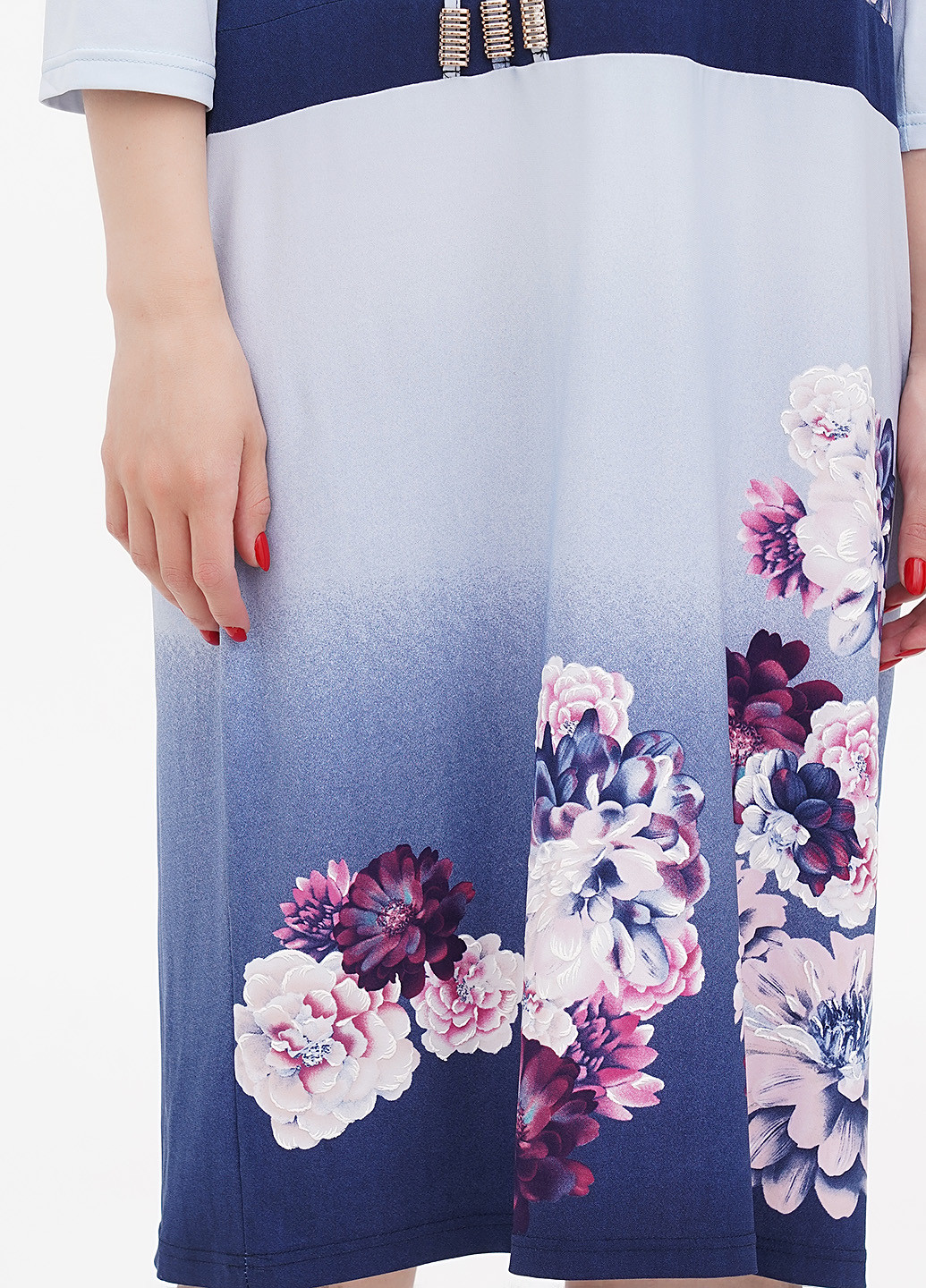 Голубое кэжуал платье BABOCHKA XL Collection с цветочным принтом