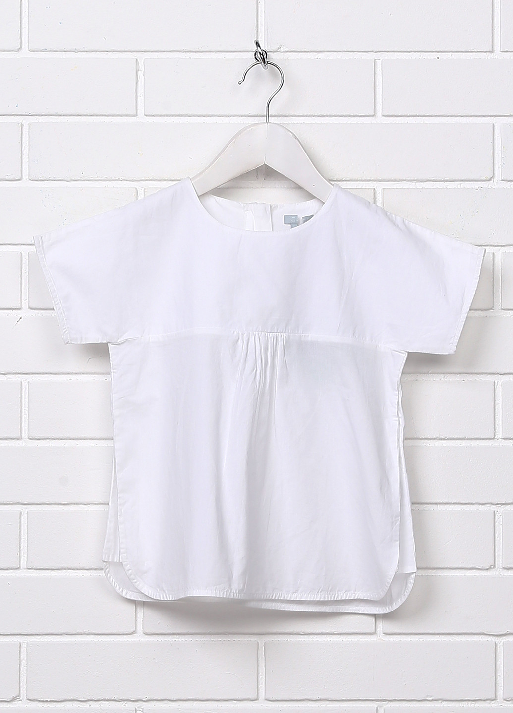Белая однотонная блузка с коротким рукавом Cos летняя