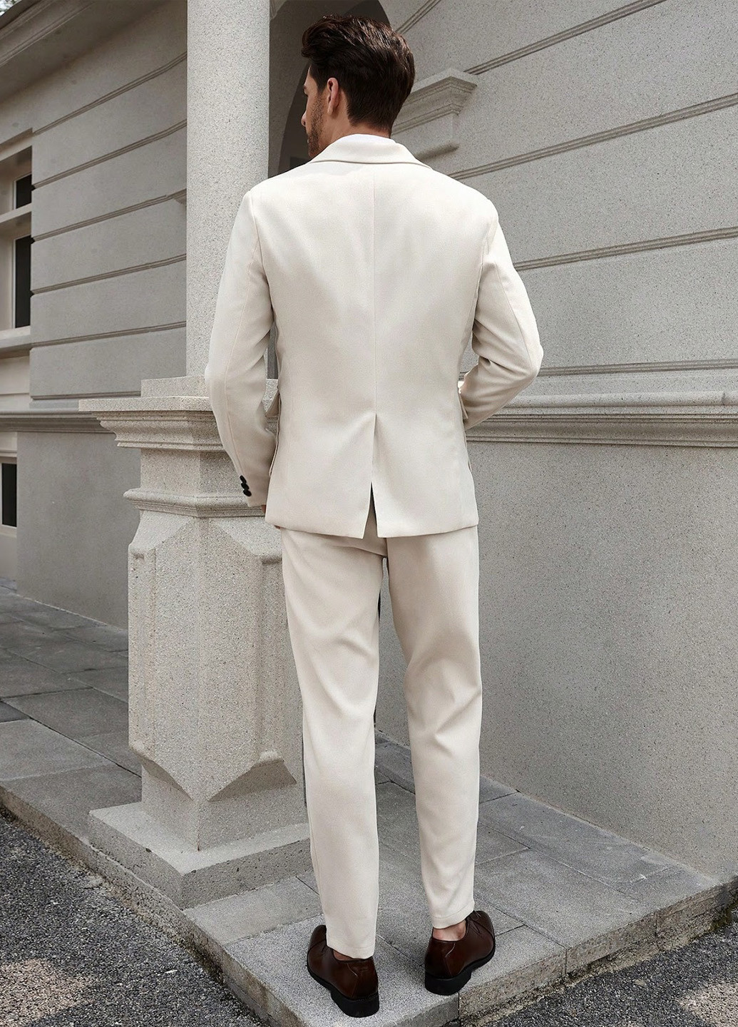 Світло-бежевий демісезонний костюм (піджак, штани) брючний SHEIN