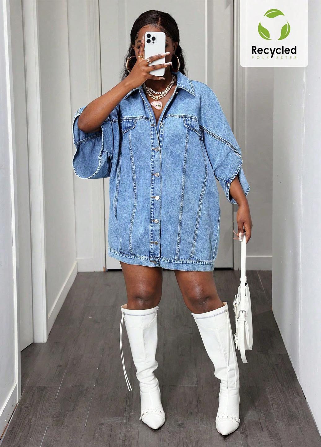 Синее джинсовое, кэжуал платье оверсайз, рубашка SHEIN варенка