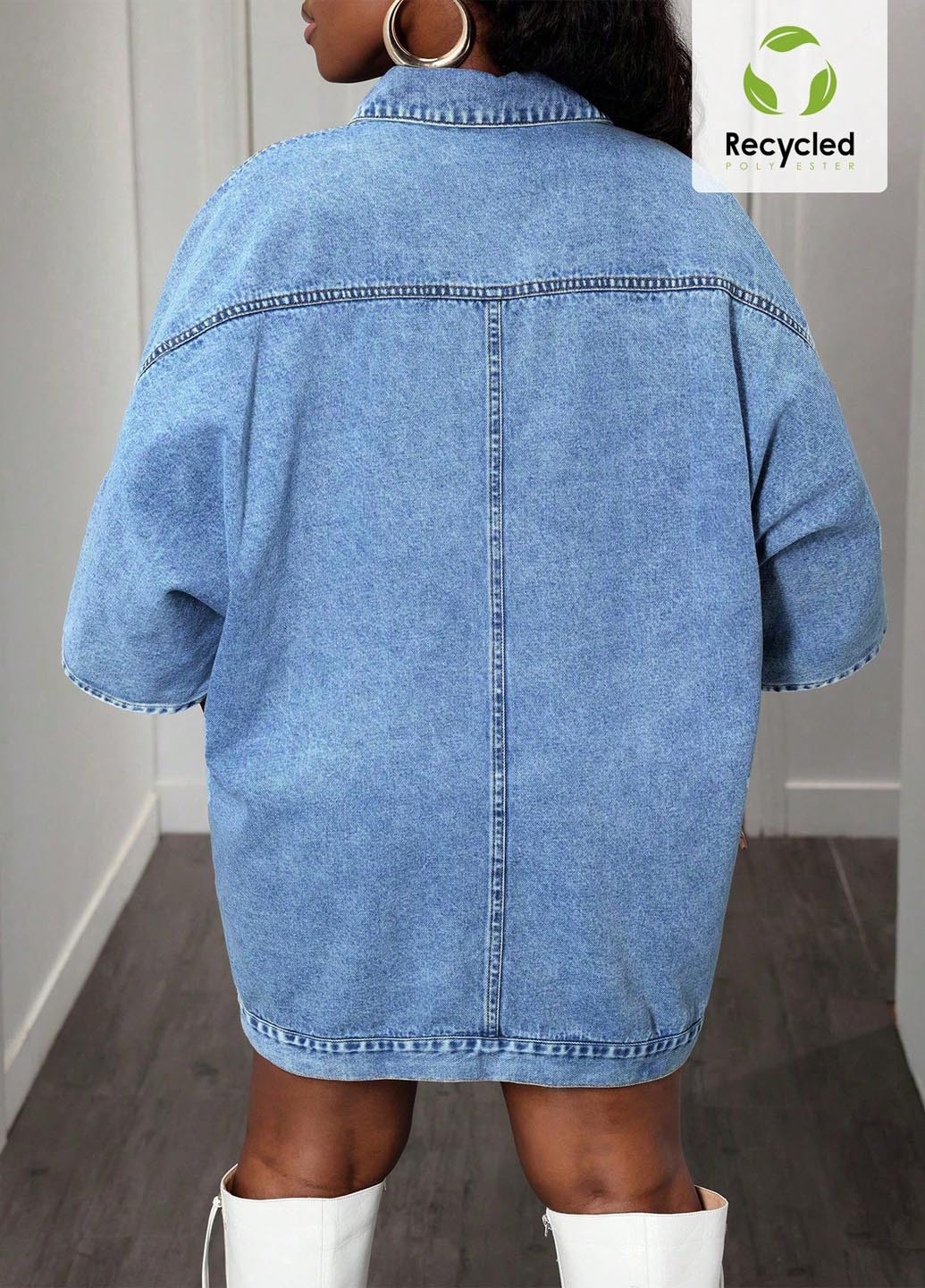 Синее джинсовое, кэжуал платье оверсайз, рубашка SHEIN варенка