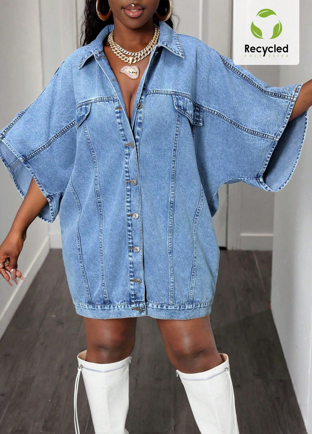 Синее джинсовое, кэжуал платье оверсайз, рубашка SHEIN варенка