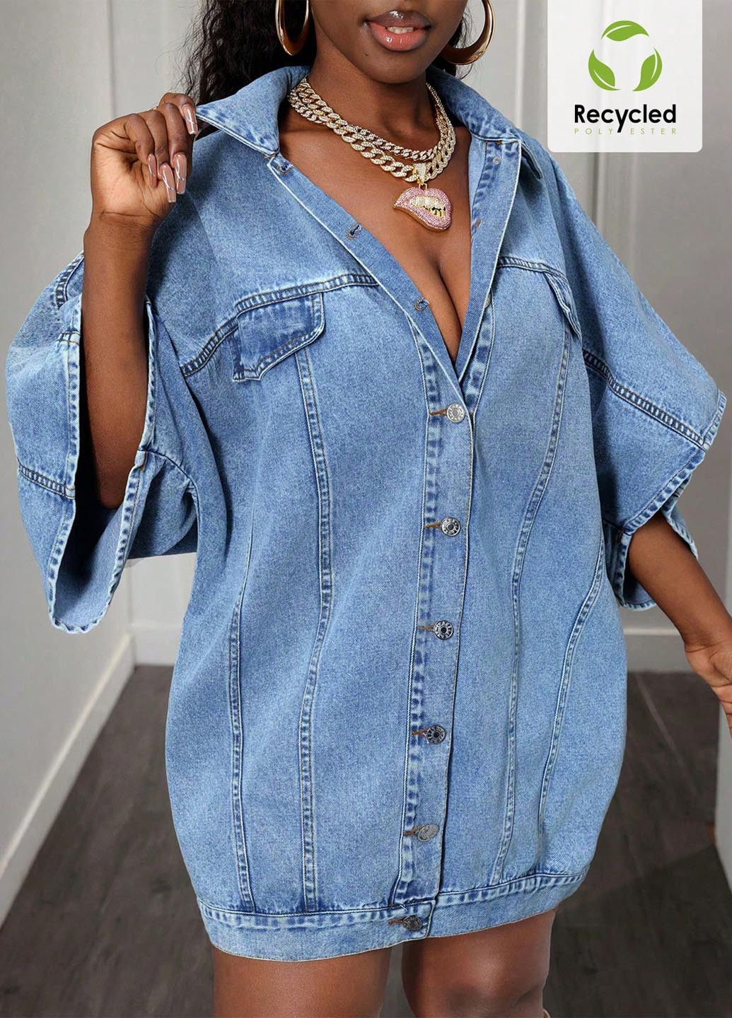 Синее джинсовое, кэжуал платье оверсайз, рубашка SHEIN варенка