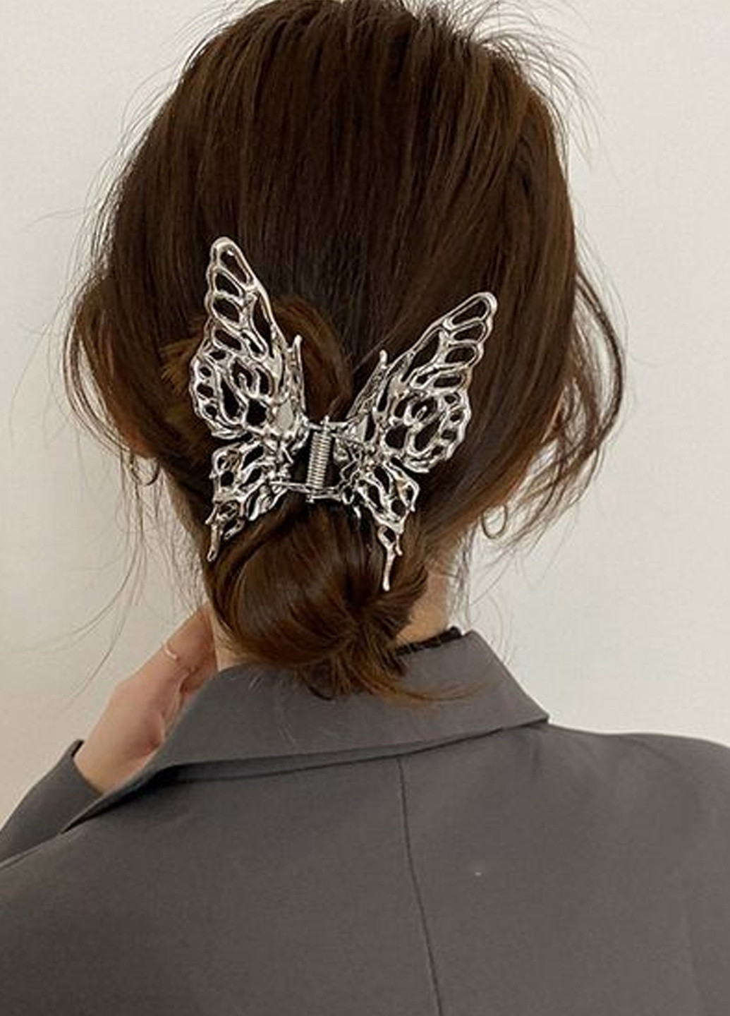 Заколка краб для густого волосся "Крила Метелика", срібляста Анна Ясеницька (256031078)