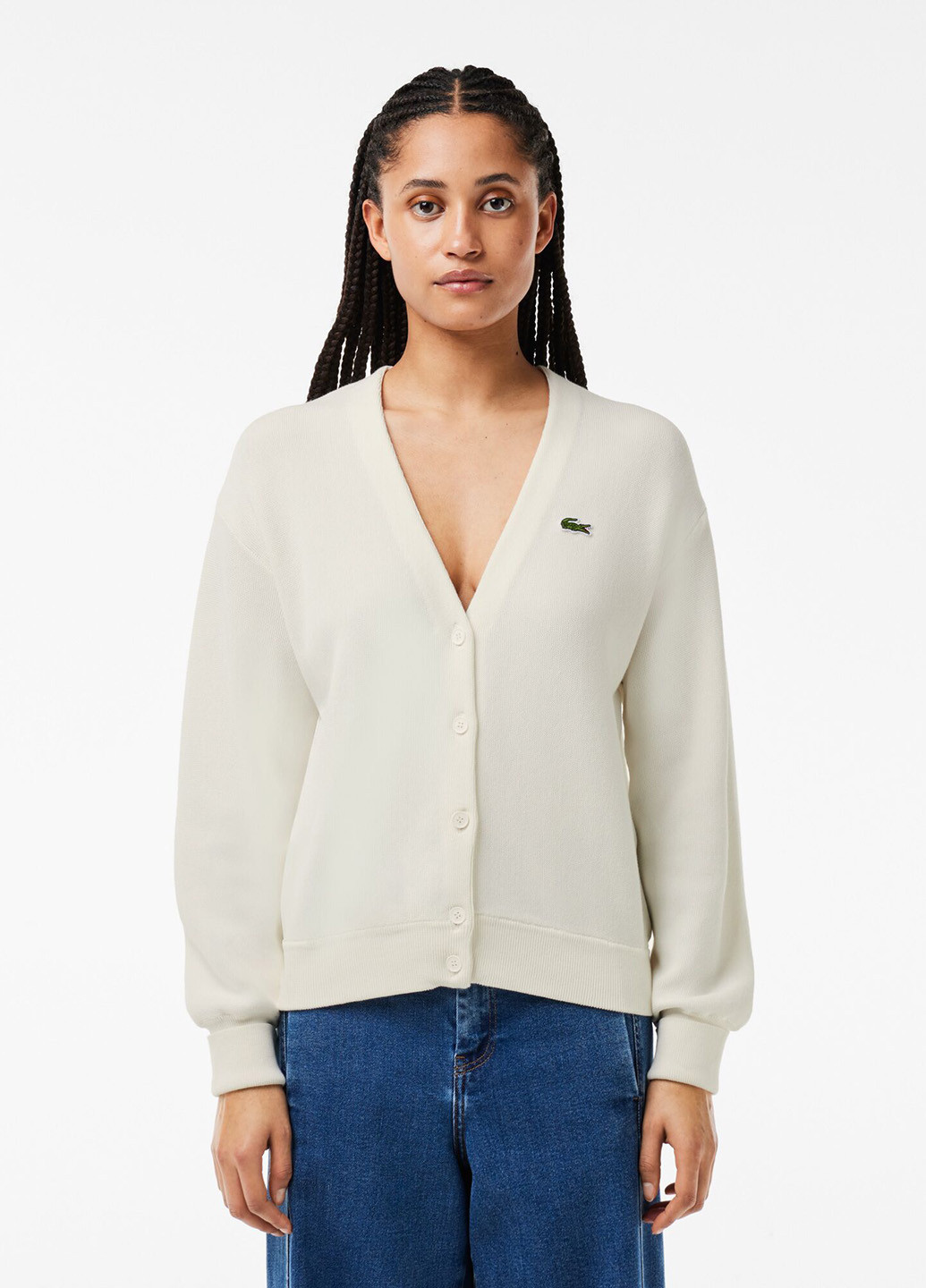 Белый демисезонный кардиган Lacoste