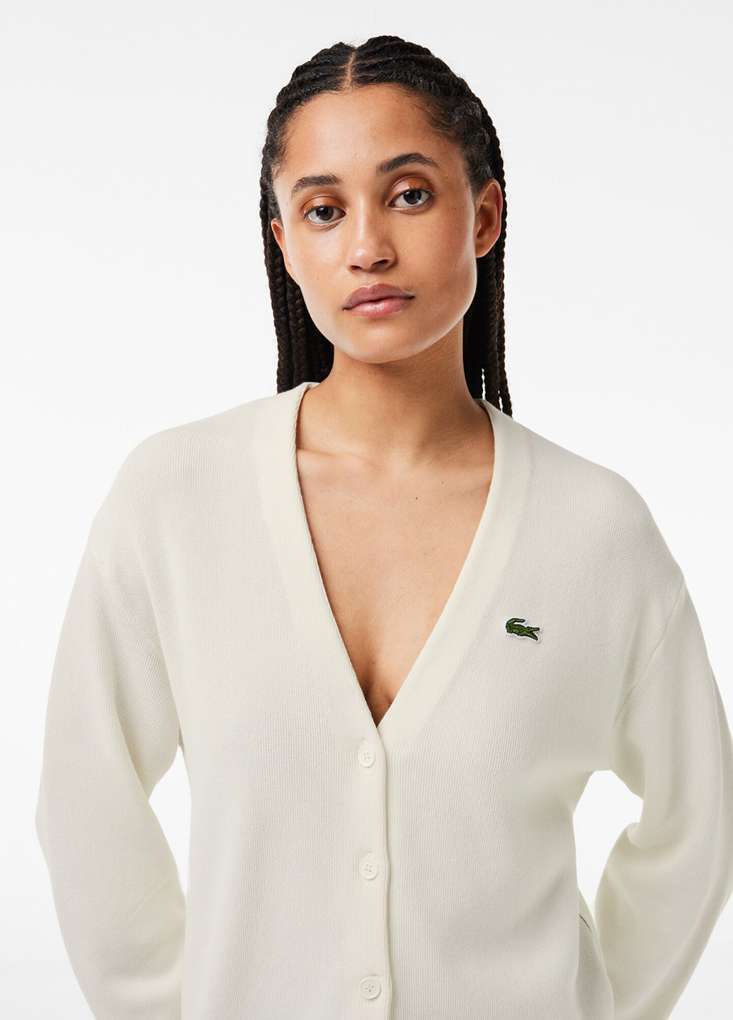 Белый демисезонный кардиган Lacoste