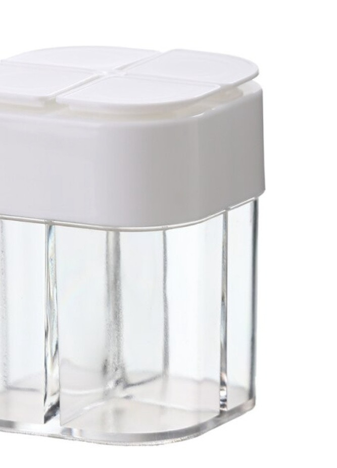Банка для спецій 4 відділення 5901 8,5х6,5х6,5 см білий No Brand (253626071)