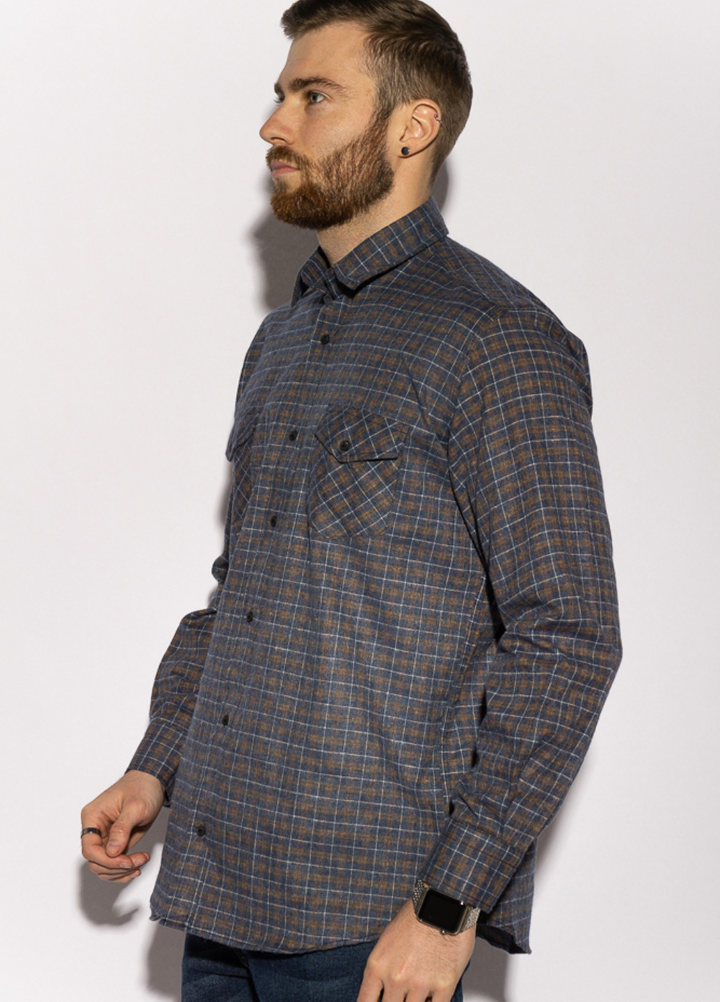 Темно-синяя кэжуал рубашка в клетку Time of Style