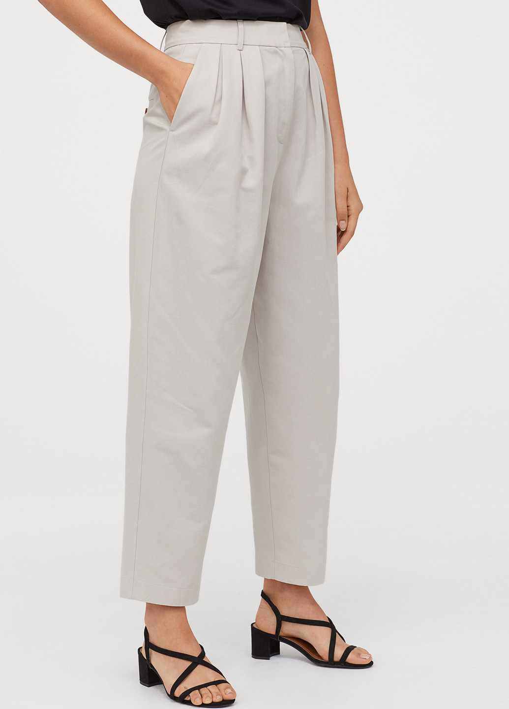 Светло-бежевые кэжуал демисезонные шаровары брюки H&M