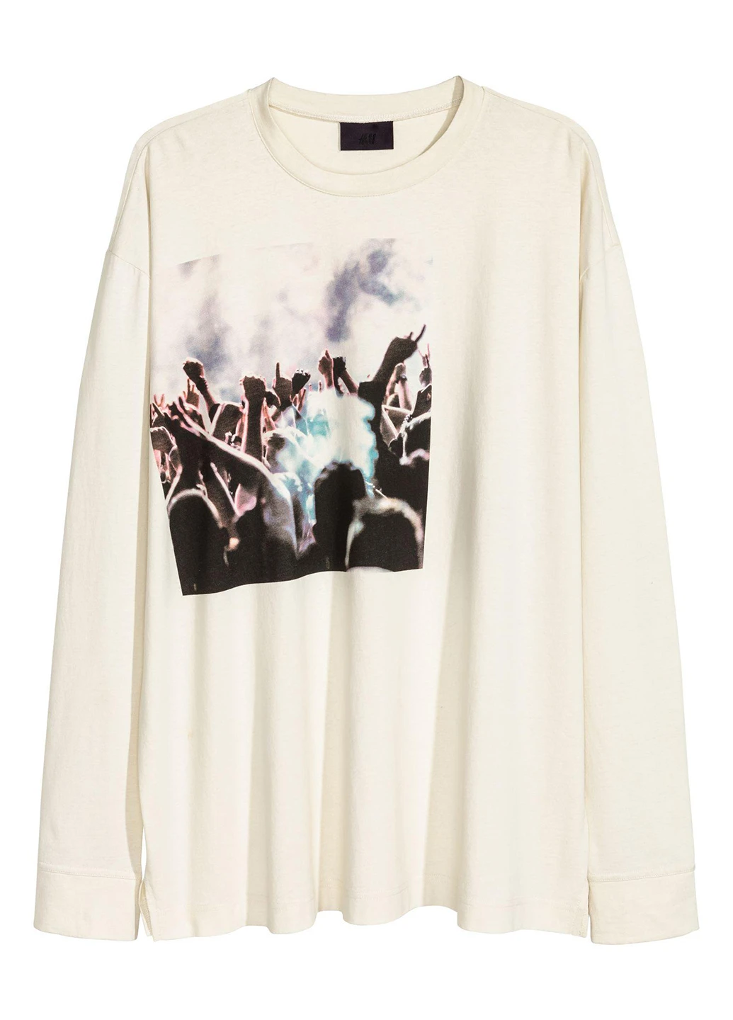 Молочный лонгслив H&M с рисунком