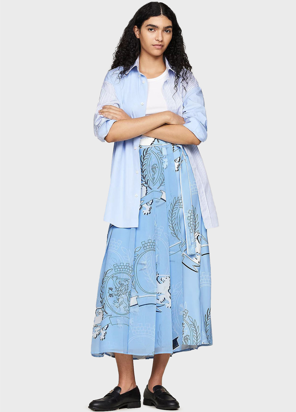 Голубая кэжуал с рисунком юбка Tommy Hilfiger плиссе, на запах