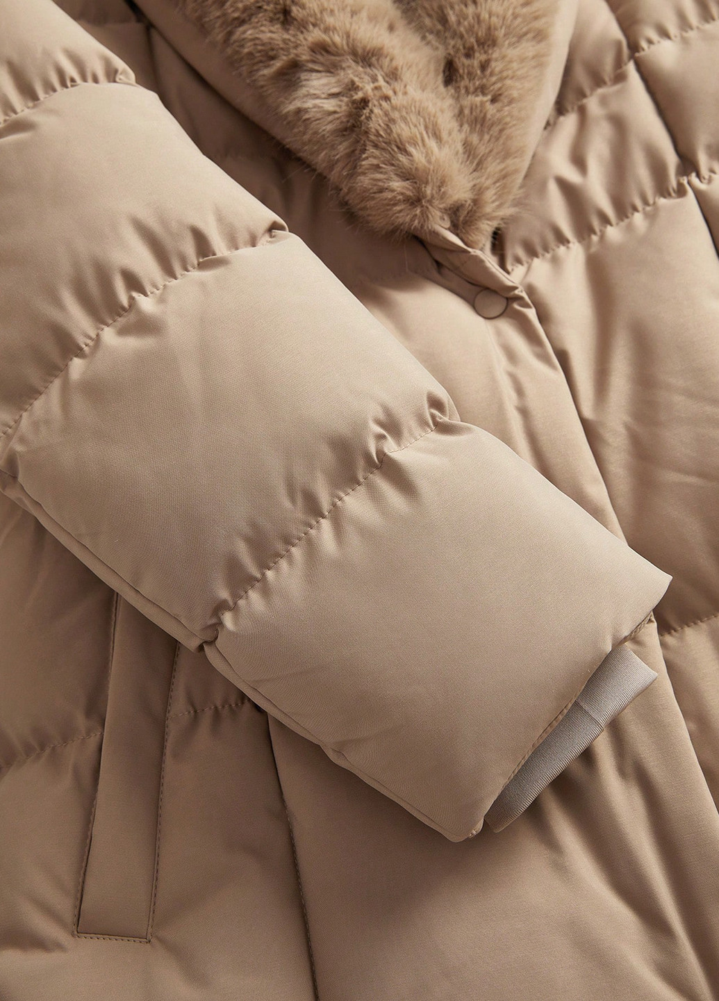 Бежевое зимнее Пальто однобортное SHEIN