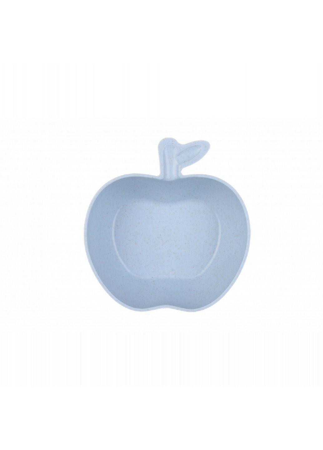 Еко тарілка з ложкою “Яблуко”, блакитна (68-369) No Brand темно-блакитний