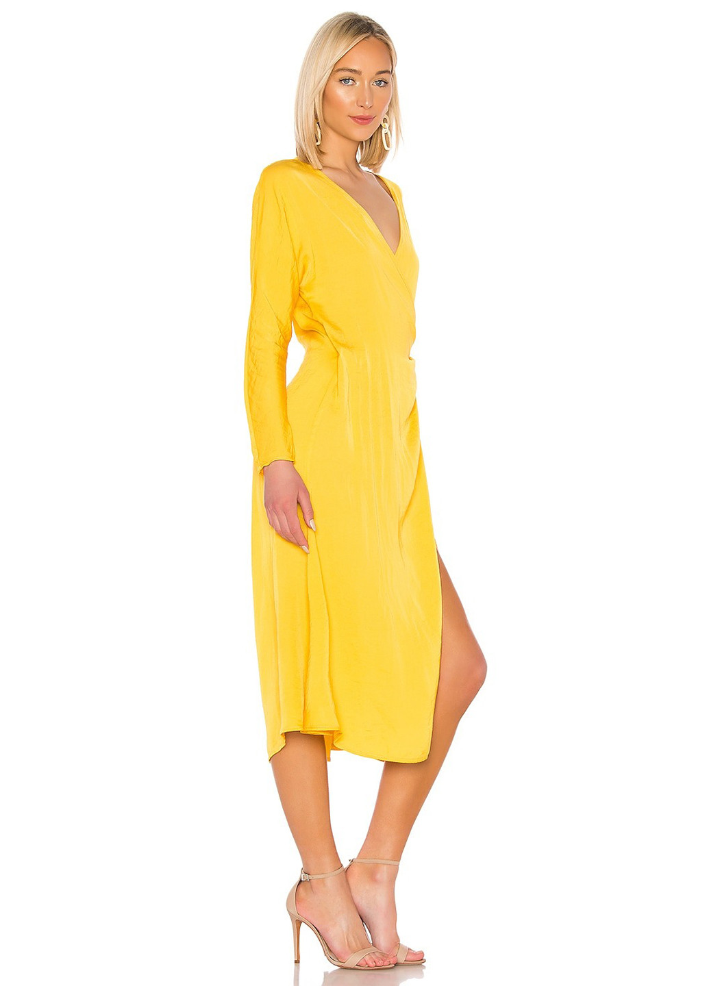 Жовтий кежуал сукня на запах AERYNE однотонна