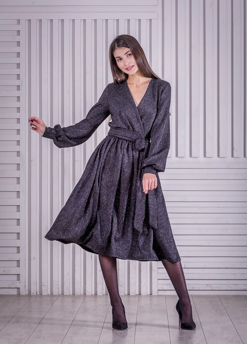 Чорна вечірня плаття, сукня з спідницею-сонце FashionYouWant однотонна