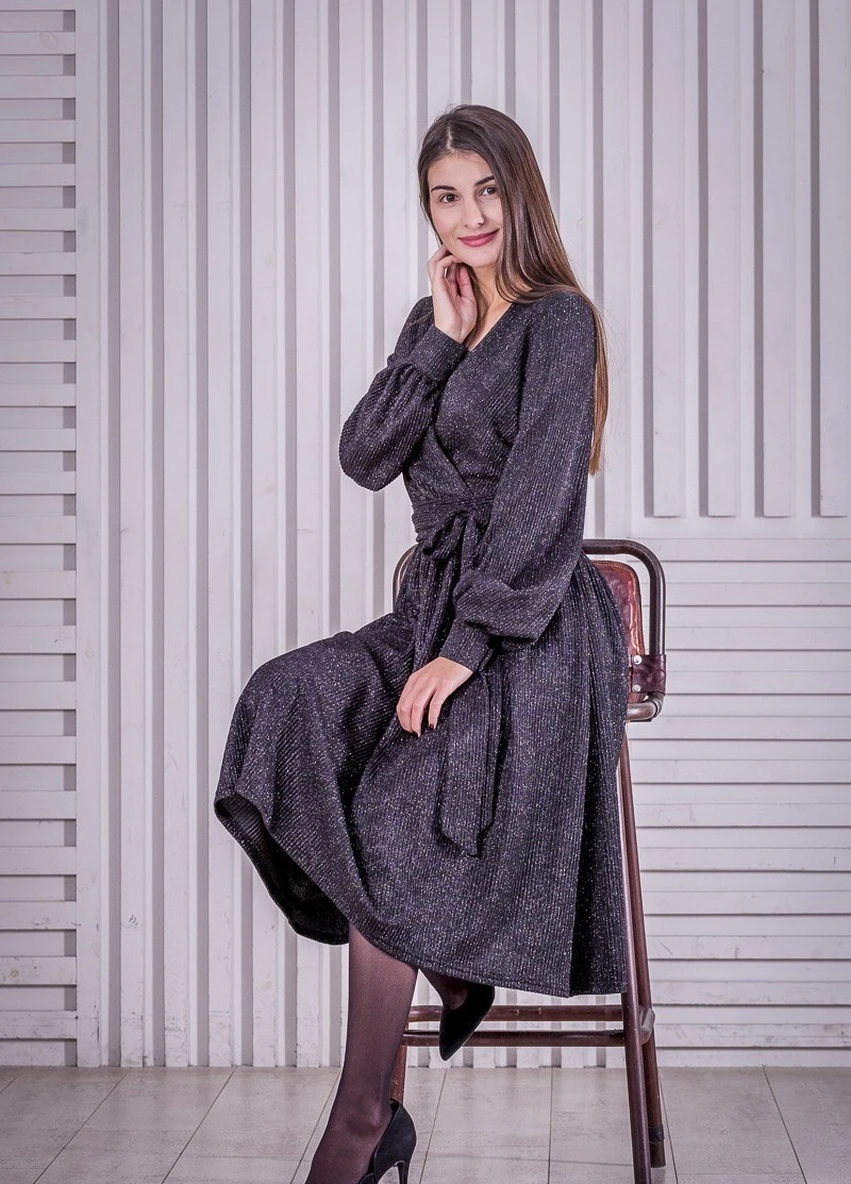 Чорна вечірня плаття, сукня з спідницею-сонце FashionYouWant однотонна