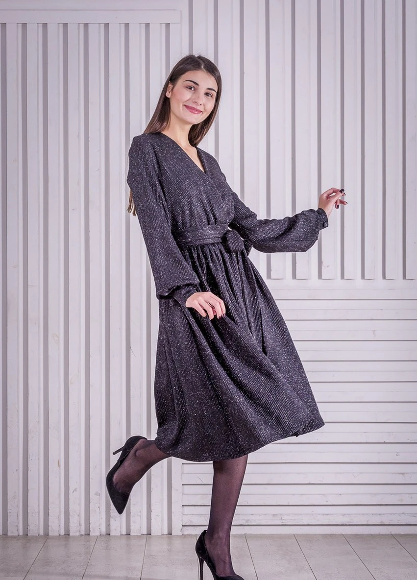Чорна вечірня плаття, сукня з спідницею-сонце FashionYouWant однотонна