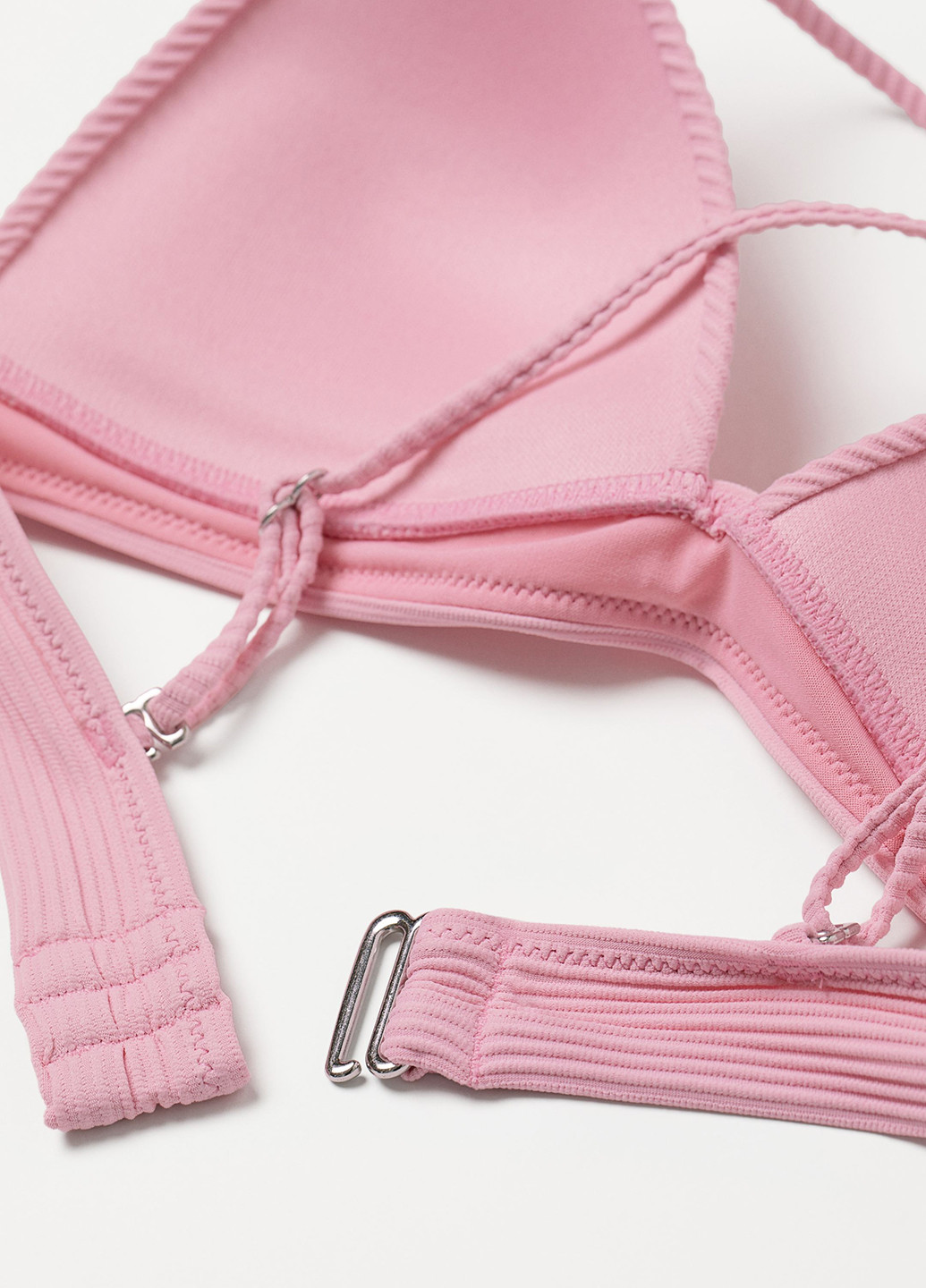 Купальный лиф H&M бикини однотонный розовый пляжный полиамид